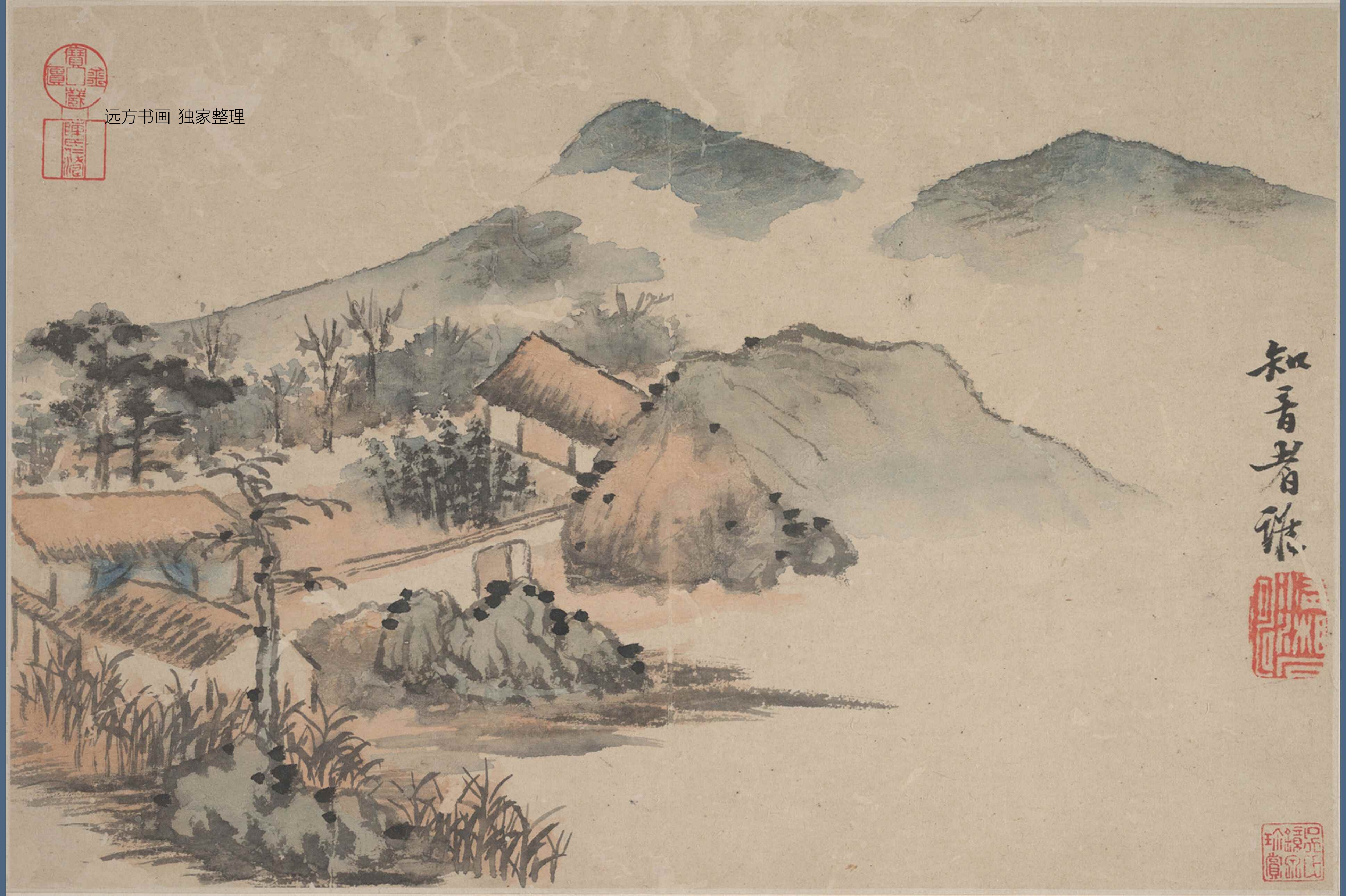 清朝代【石涛】《山水图册8开》TIF高清大图中国画古画素材下载