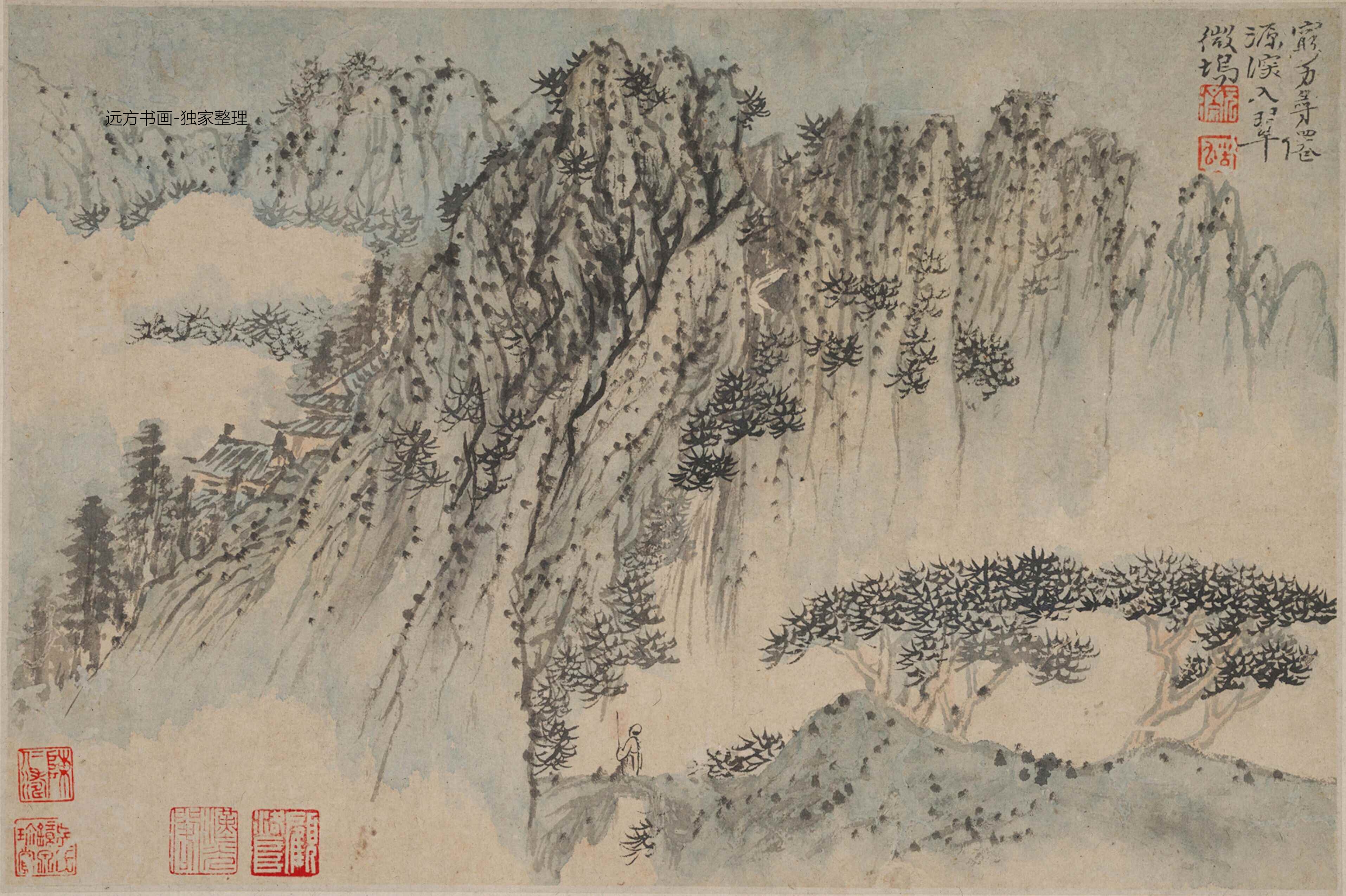清朝代【石涛】《寻仙册页-8（8开）》TIF高清大图中国画古画素材下载
