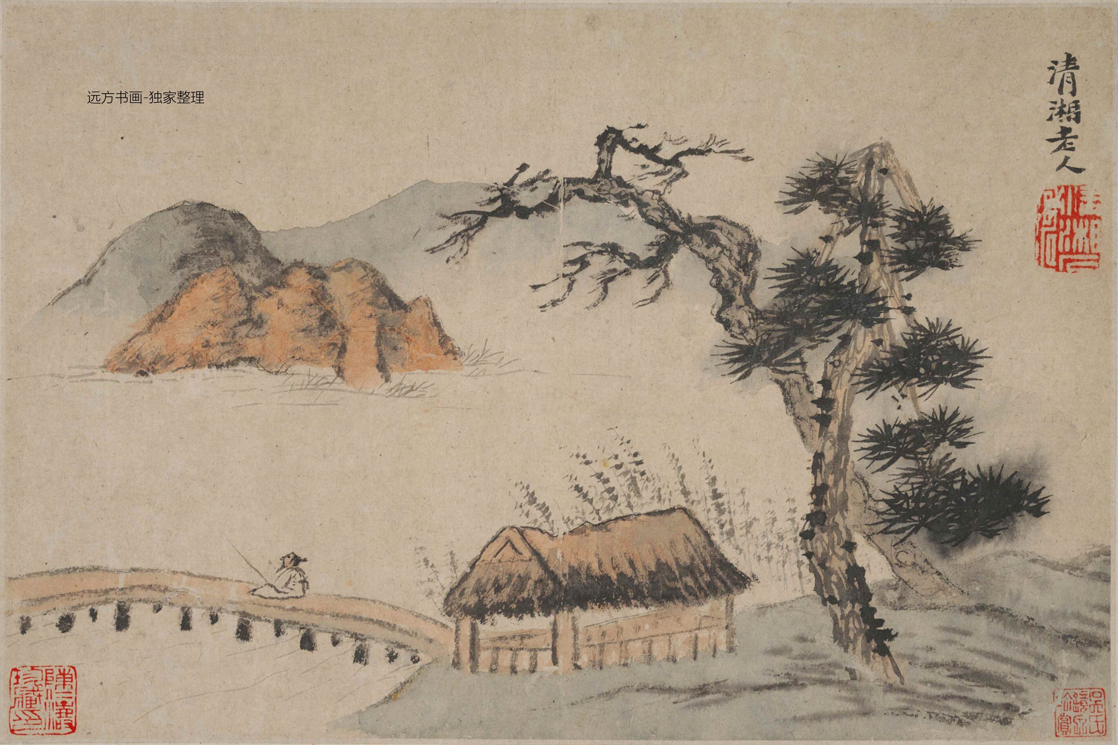 清朝代【石涛】《寻仙册页-8（8开）》TIF高清大图中国画古画素材下载