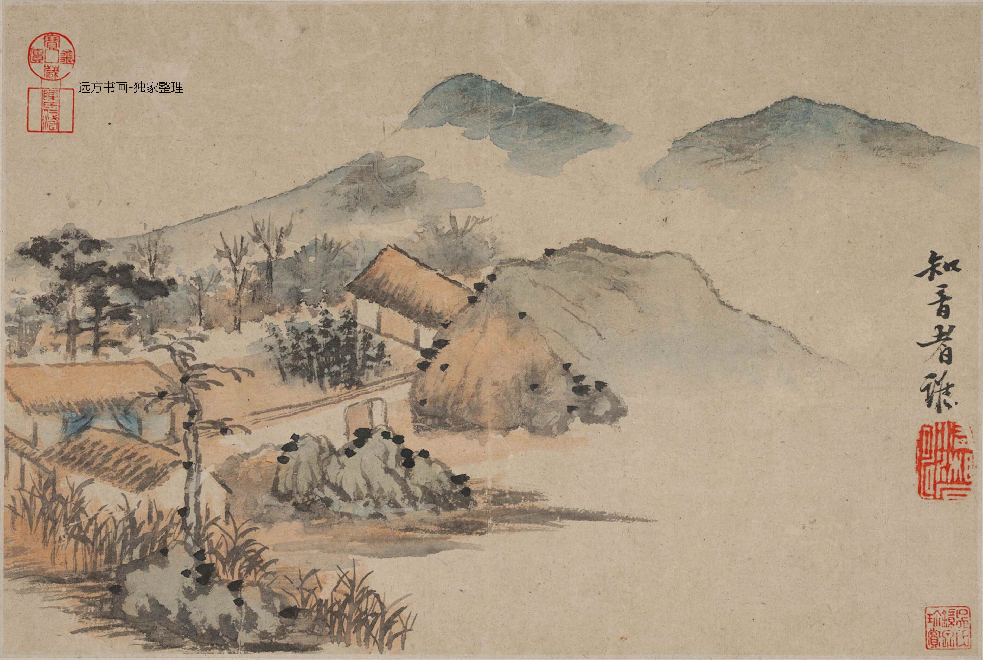 清朝代【石涛】《寻仙册页-8（8开）》TIF高清大图中国画古画素材下载