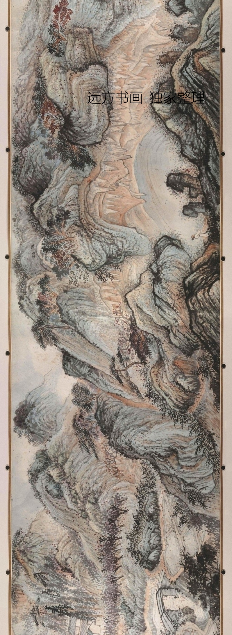 清朝代【石涛】《游张公洞图》TIF高清大图中国画古画素材下载