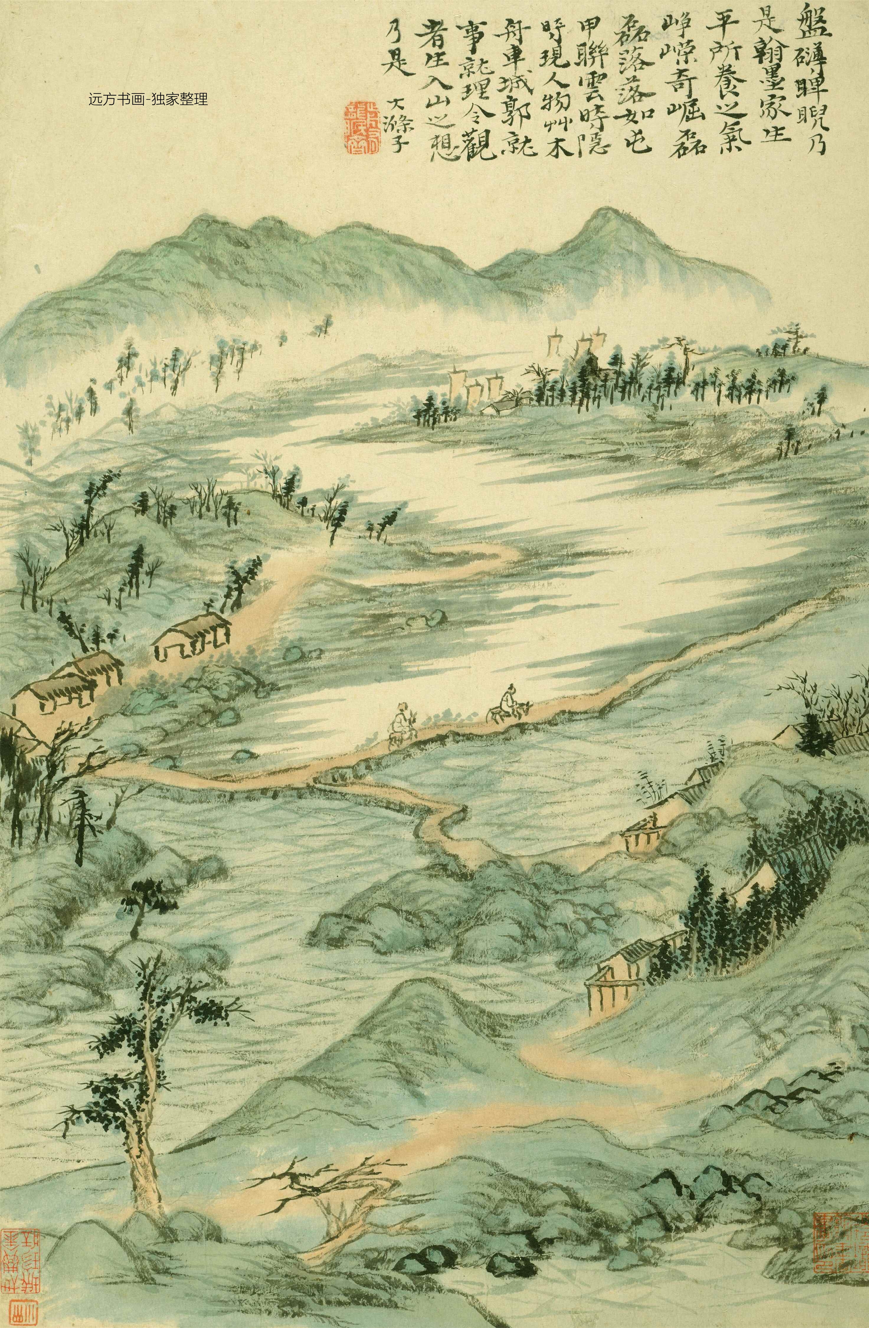 清朝代【石涛】《赠刘石头山水册（8开）》TIF高清大图中国画古画素材下载