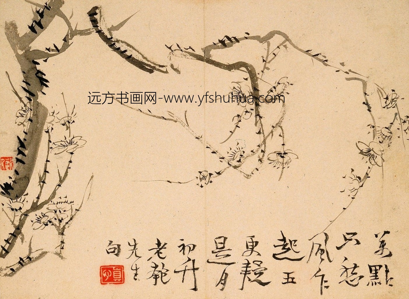 清朝代【汪士慎】《梅花竹石图册-画册（12开）》上海博物馆TIF高清大图中国画古画素材下载