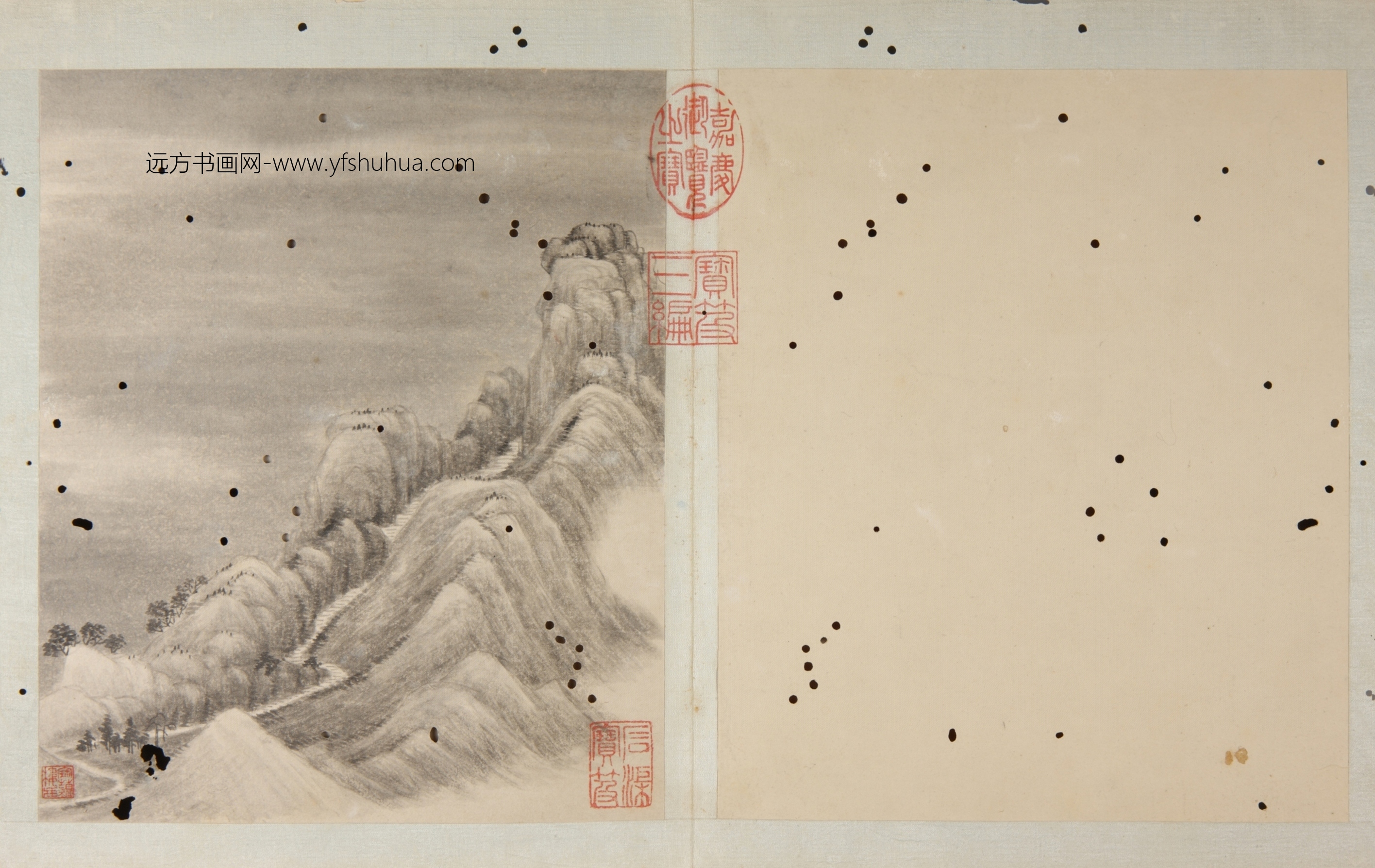 清朝代【张若澄】《塞山二十四景册（2开）》故宫博物院TIF高清大图中国画古画素材下载