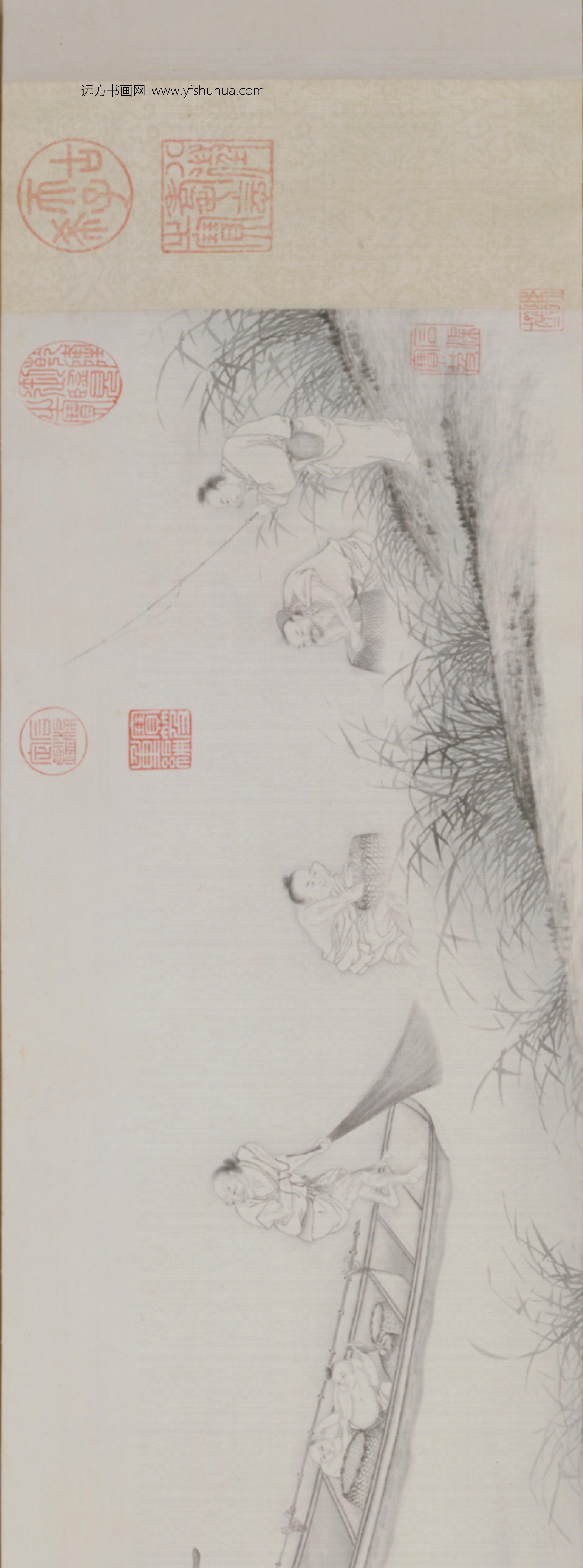 清朝代【张若澄】《渔家乐事图卷》故宫博物院TIF高清大图中国画古画素材下载