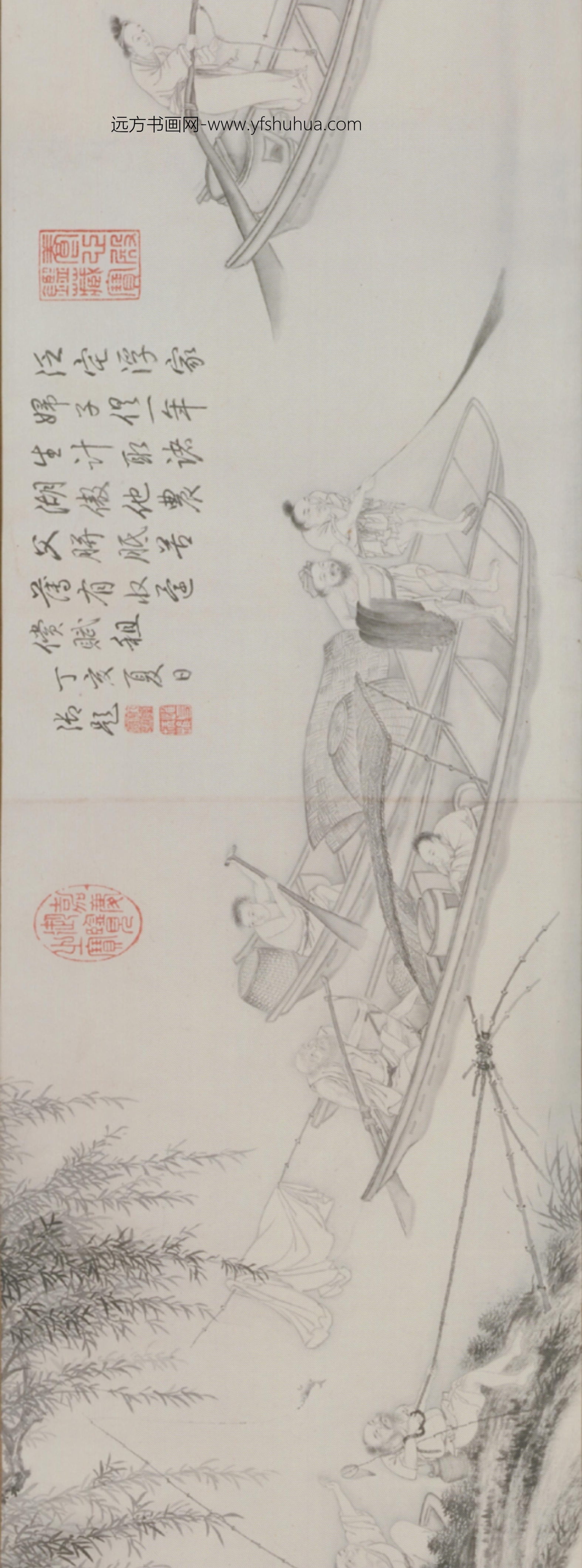 清朝代【张若澄】《渔家乐事图卷》故宫博物院TIF高清大图中国画古画素材下载