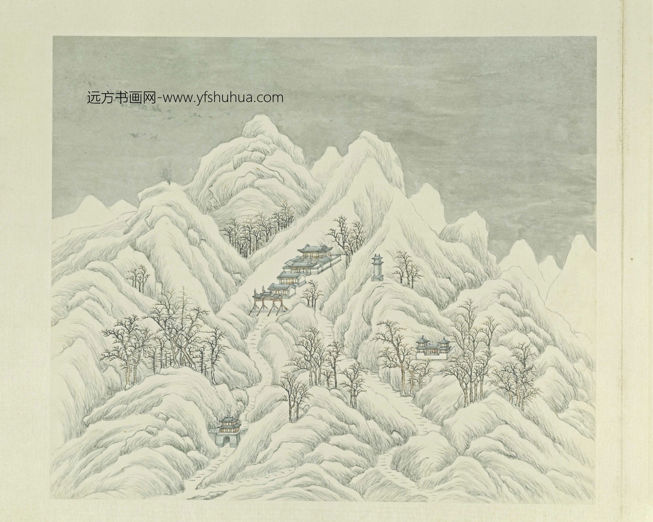 清朝代【张若澄】《燕山八景图-八开（居庸叠翠）》故宫博物院TIF高清大图中国画古画素材下载