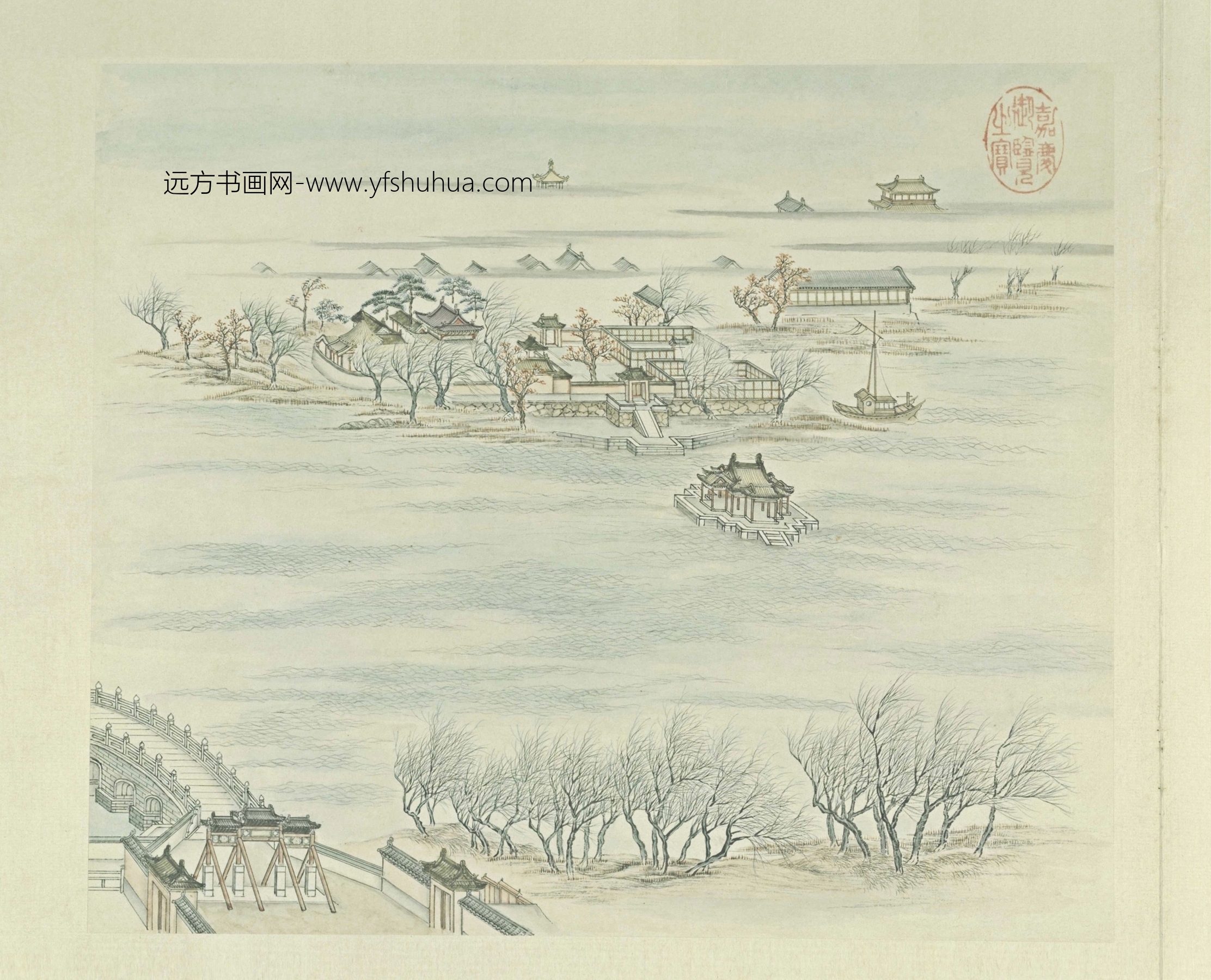 清朝代【张若澄】《燕山八景图-八开（居庸叠翠）》故宫博物院TIF高清大图中国画古画素材下载
